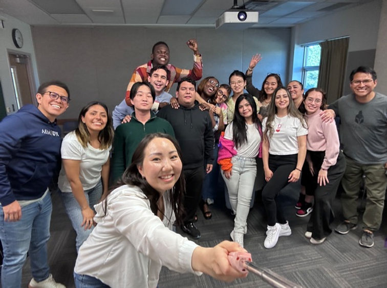 Jagaanaa speaking in a classroom setting