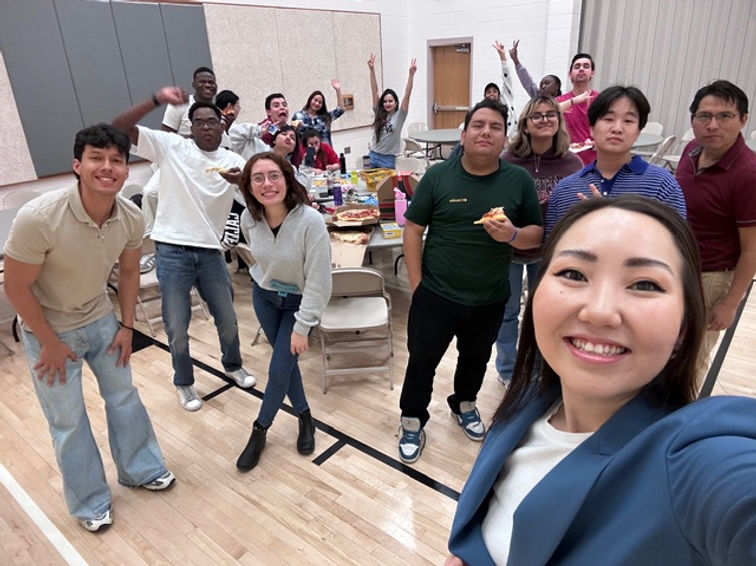 Students participating in a warm-up speaking activity